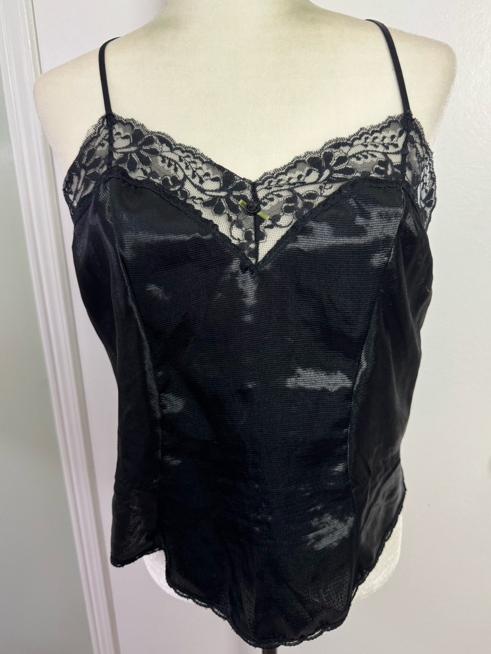 Vintage Satin Lace-Trim Black Camisole by Impromptu